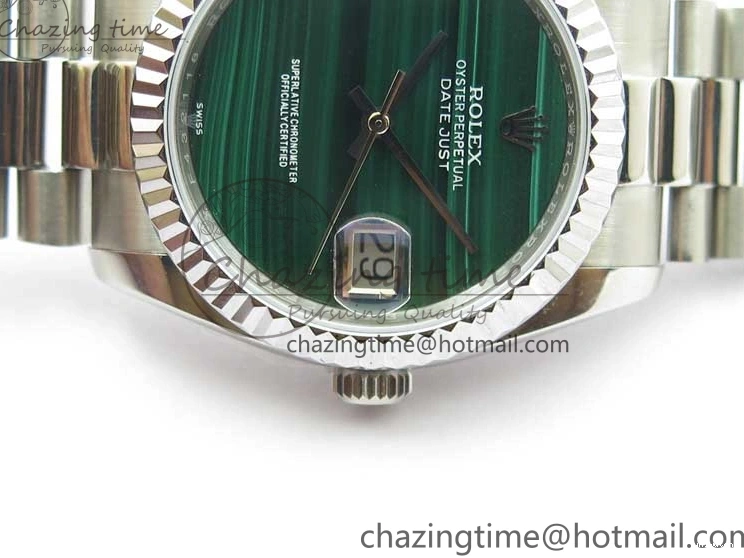 36mm Malachite Bracelet Green President Best SS SS on A2824 Dial DateJust EDF Edition 0216